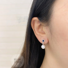 Load image into Gallery viewer, Two-Way Blue Sapphire Diamond Earrings w/ Akoya Jacket