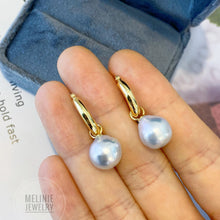 Load image into Gallery viewer, Two-Way Baroque South Sea Australia White Pearl with 18K Gold Earhoop AS0471