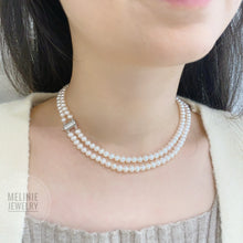 Load image into Gallery viewer, Twin Layer Pearl Choker Necklace
