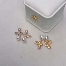 Load image into Gallery viewer, Mother of Pearl Butterfly Earrings