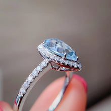Load image into Gallery viewer, 海藍寶鑽石18K 戒指 aquamrine diamond 18k gold ring