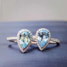 Load image into Gallery viewer, 海藍寶鑽石18K 戒指 aquamrine diamond 18k gold ring