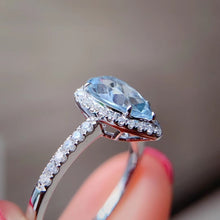 Load image into Gallery viewer, 海藍寶鑽石18K 戒指 aquamrine diamond 18k gold ring