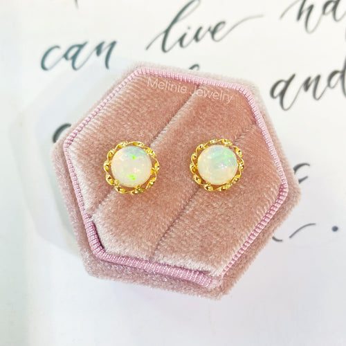 Solitude Opal Stone 18K Earrings