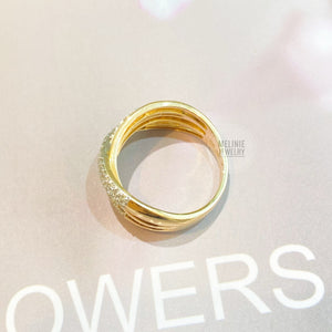 Twist Four-Layer Diamond 10K Gold Ring