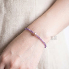 Load image into Gallery viewer, Amethyst Freshwater Pearl Solitaire Bracelet MB0037