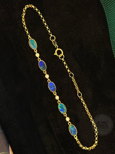 Lumina Opal Gemstones with Diamonds 18K Gold Bracelet GB0102