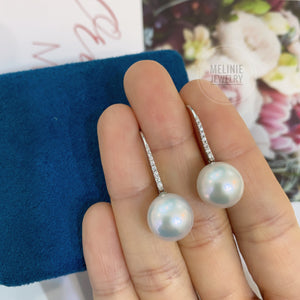 Ada Edison Pearls Diamond 18K Ear Hooks