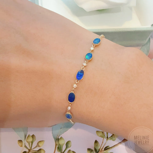 Lumina Opal Gemstones with Diamonds 18K Gold Bracelet GB0102