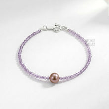 Load image into Gallery viewer, Amethyst Freshwater Pearl Solitaire Bracelet MB0037