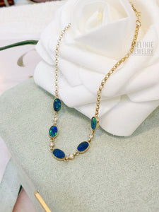 Lumina Opal Gemstones with Diamonds 18K Gold Bracelet GB0102