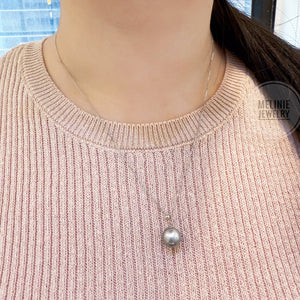 Grey Tahitian Pearl Adjustable 18K Y Chain AS0142