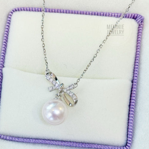 Bow Lady Akoya Pearl Diamond 18K Necklace AS0525