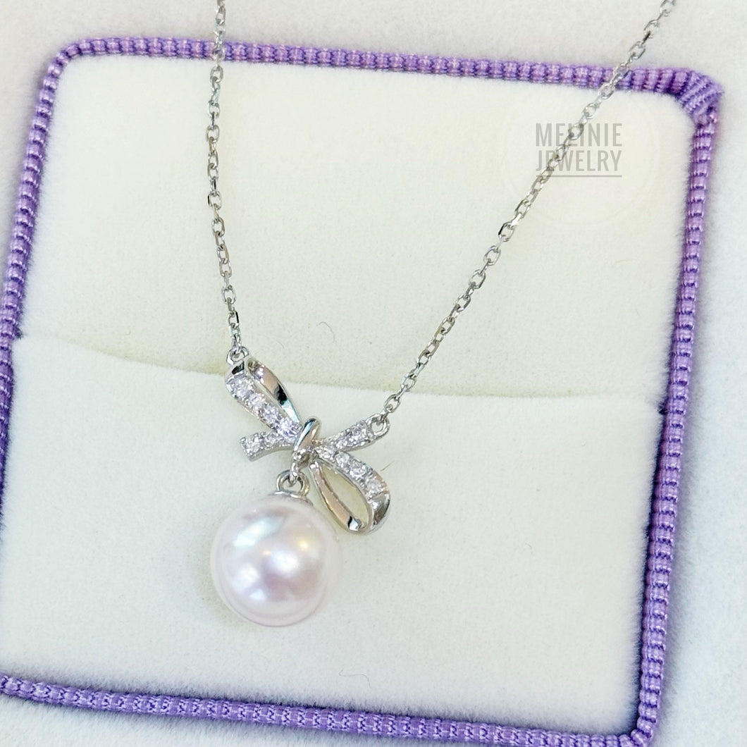 Bow Lady Akoya Pearl Diamond 18K Necklace AS0525