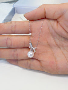 Bow Lady Akoya Pearl Diamond 18K Necklace AS0525