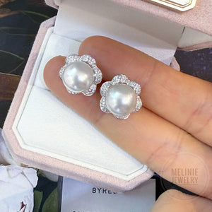 Sunflower Diamond South Sea Pearl 18K Gold Earrings AS0443