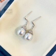 Load image into Gallery viewer, Diamond Crown South Sea Pearls 18K Earrings