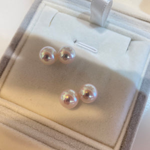 Pinkish Japanese Akoya Pearl 18K Earrings