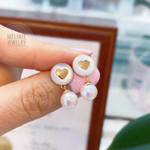 Load image into Gallery viewer, Forever Heart Mother of Pearl Akoya Earrings AS0482