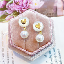 Load image into Gallery viewer, Forever Heart Mother of Pearl Akoya Earrings AS0482