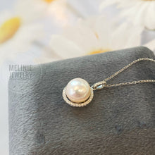 Load image into Gallery viewer, Diamond Halo Akoya Pearl 18K Gold Pendant AS0484