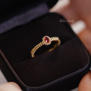 Dora Ruby Halo Diamond Ring