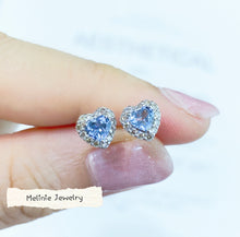 Load image into Gallery viewer, Heart Aquamarine Diamond Earrings