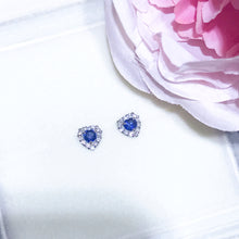 Load image into Gallery viewer, 藍寶石耳環 鑽石鉑金 blue sapphire diamond earrings