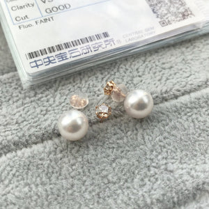 美億年珠寶 melinie jewelry diamond akoya pearl earrings 珍珠 鑽石耳環