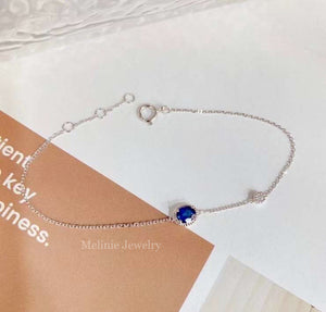 Solitude Blue Sapphire Diamond 18K Bracelet