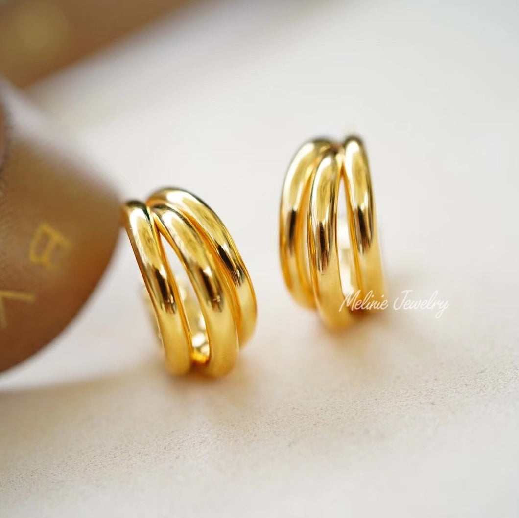 SHINE Three-Layer 18K Earrings