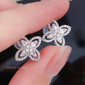Diamond Clover 18K Earrings