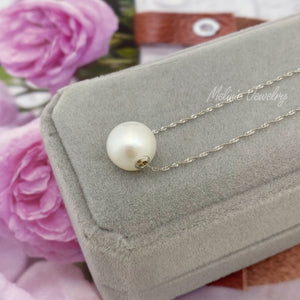 Solo Oversized Floating Pearl 18K Gold Necklace