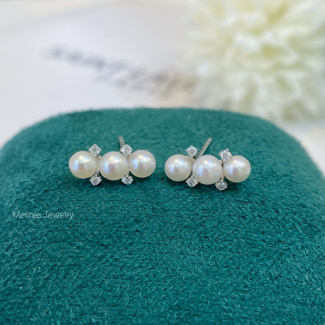 Tri-O Baby Akoya Pearl Diamond Earrings