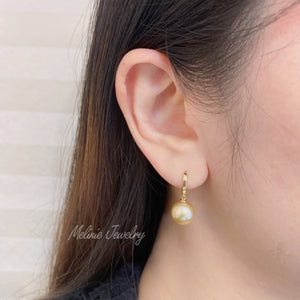 South Sea Champaign Gold Pearl 18K Hoops