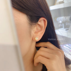 Solitude Opal Stone 18K Earrings