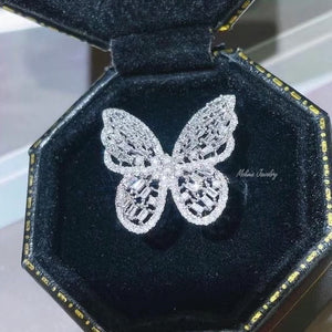 Butterfly In Emerald Cut Diamond Ring