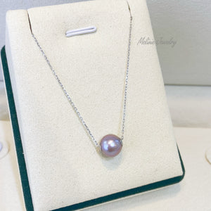 Lavender Color Edison Floating Pearl 18K Necklace