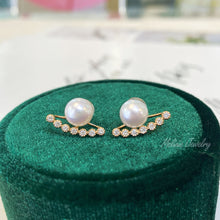 Load image into Gallery viewer, Akoya in Smiley Diamond Jacket Earrings