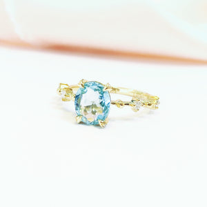 Clara Vintage Blue Tourmaline Diamond Ring