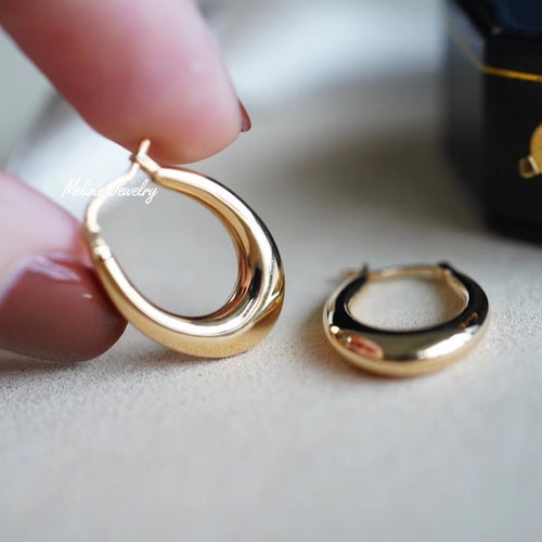 SHINE Oval 18K Earrings Hoops