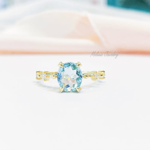 Clara Vintage Blue Tourmaline Diamond Ring
