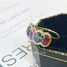 Load image into Gallery viewer, Rainbow Sapphire Mixed Colors Diamond Ring