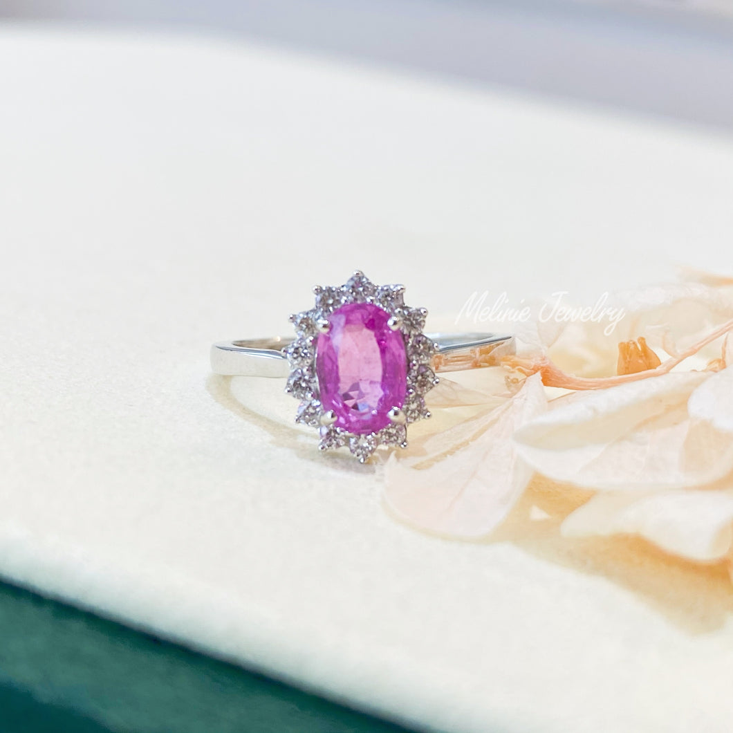 Princess Setting Pink Sapphire Diamond Ring