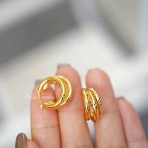 SHINE Three-Layer 18K Earrings