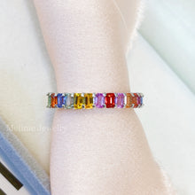 Load image into Gallery viewer, Rainbow Sapphire 18K Eternity Ring