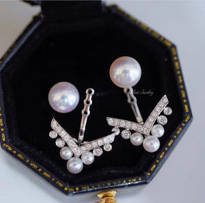 Cinderella Two-Way Akoya Diamond Earrings
