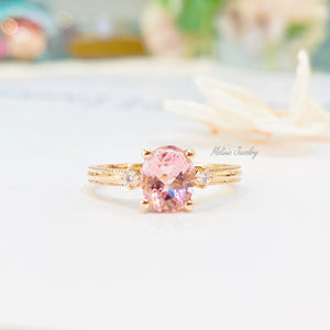 Deep Pink Tourmaline Diamond Ring