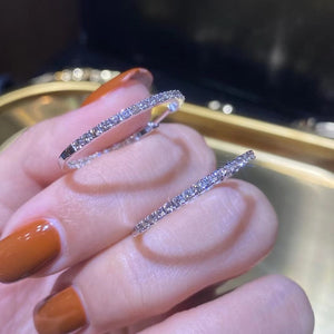 Deluxe Eternity Diamond 18K Hoop Earrings