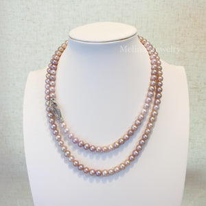 Candy Lavender Freshwater Pearl Opera Chain Necklace